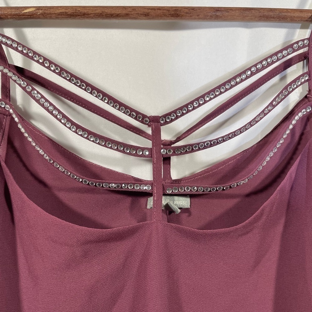 𝅺Charlotte Russe Rhinestone Tank Womens Strappy Diamond Sleeveless Top Sz Large - Picture 4 of 5